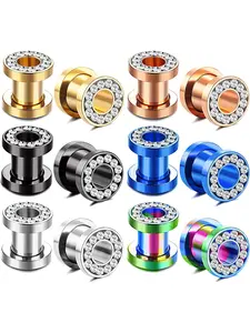 6Pairs 00Gauges Ear Tunnel Expander Earrings Stainless Steel With Ziecon 0G Ear Plugs Earrings 2G Ear Stretcher Piercings Jewelry 14G-00G Double Flared Screw Fit Ear Gauges Set