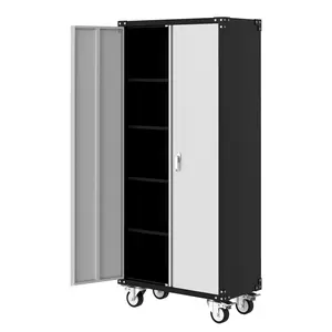 GARVEE Metal Storage Cabinet 72"H with Wheels, Steel Tool Cabinet with Lock and 4 Adjustable Shelves and Lockable Rolling,Storage Organization for Home,Garage,Office