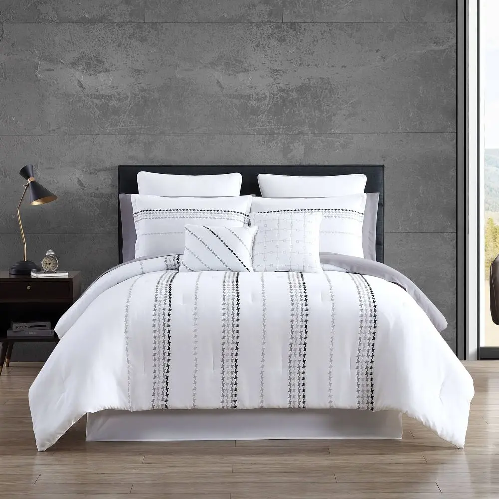 Hallmart Collectibles 8pc Queen Delphi Comforter Set White Hallmart Collectibles 8pc Queen Delphi Comforter Set White