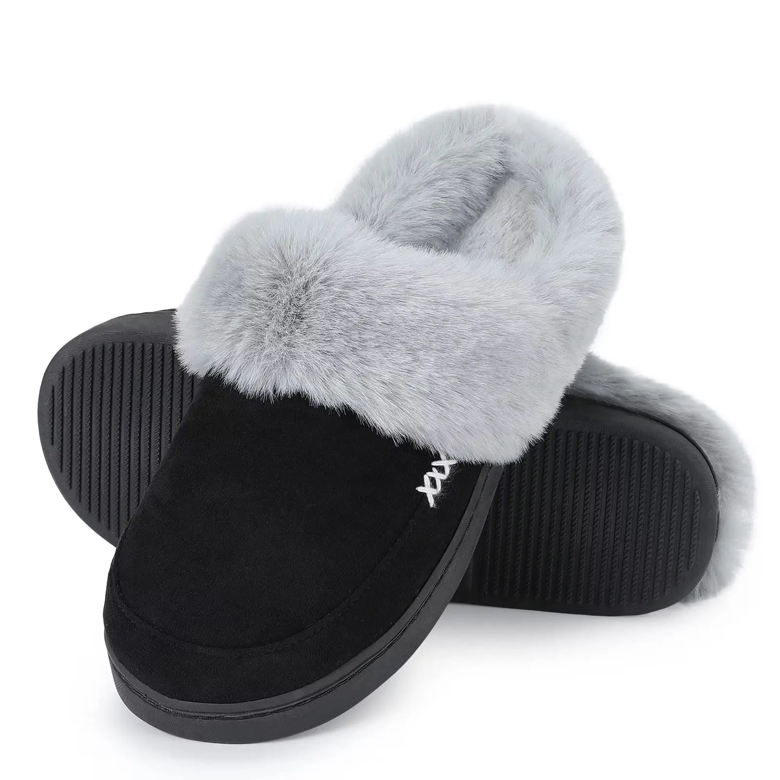 Ninecifun Unisex Suede Velvet Moccasin Slippers - Fleece-Lined, Soft Cozy, Non-Slip Wear-Resistant Soles, Warm Indoor-Outdoor Shoe for Women
