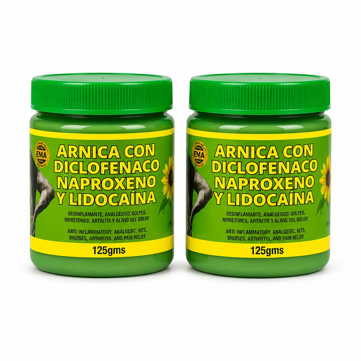 Arnica Pomada Muscular 250g (2 pack) - Herbal Massage Balm with Diclofenac Naproxen & Lidocaine - Natural Treatment for Full Body Care