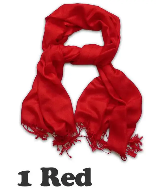 Women Pashmina Wool Feel Silky Classic Solid Wedding Shawl Scarf Stole Wrap Red