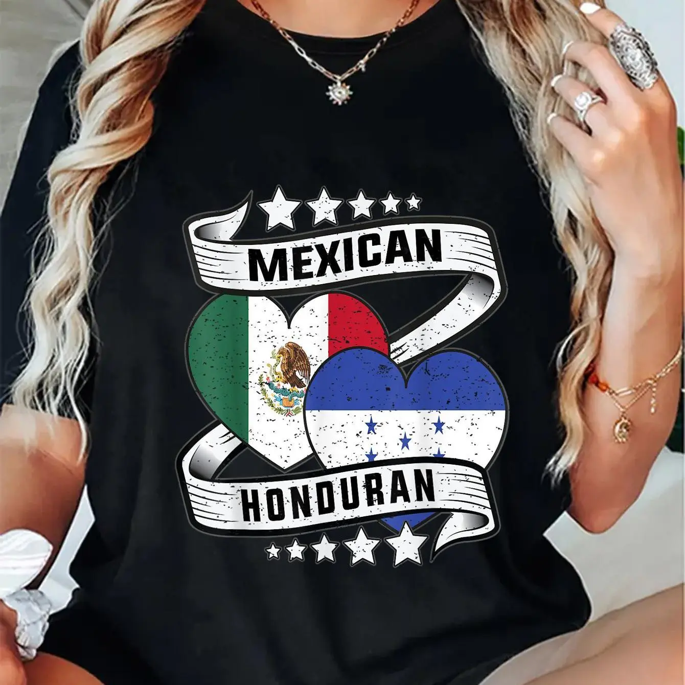 Women's 100% Cotton Graphic T-Shirt - Casual Round Neck Short Sleeve, Mexican-Honduran Heritage Print, Fashion Everyday Streetwear Top, All Seasons Casual Fit