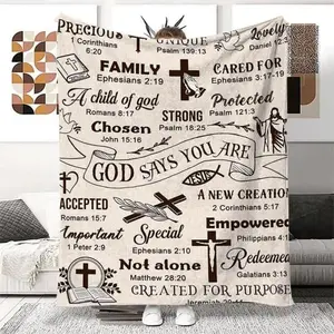 Super Soft Christian Bible Jesus Throw Blanket Premium Fleece Lightweight Cozy Warm Blankets for Bedroom & Living Room Decoration 80x60 Inches