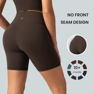 Colorfulkoala High Waisted No Front Seam Biker Shorts for Women 6" Athletic Shorts with Hidden Inner Pocket Sports Shorts for Gym Yoga Running