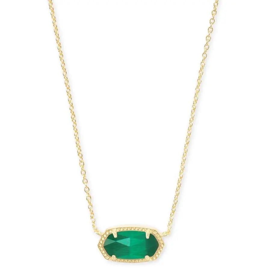 Kendra Scott Elisa Gold Pendant Necklace in Emerald Cats Eye 4217713810