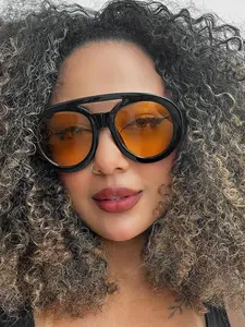 Unisex Street Style Y2k Sunglasses with Double Bridges, 1 Pair Trendy Casual Sunglasses for Everyday Use, Fashion Accessories for Outdoor Activities