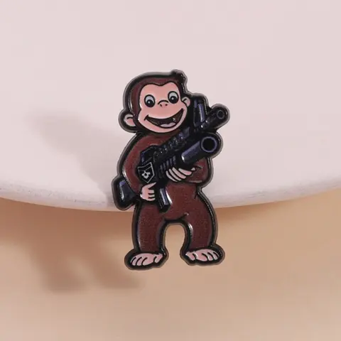 Creative George Badge, Classic Fun Character Reimagined, Unique Trendy Design, Backpack Decoration, Cool Player Collection Gift, Hat Pins, Clip, Alloy Brooch Pin