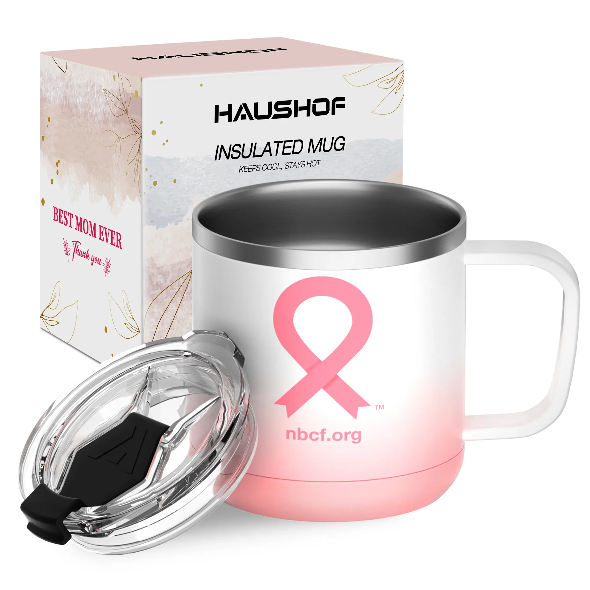 #summersale HAUSHOF 14 oz Coffee Mug, Insulated Coffee Mug with Handle, Travel Camping Cup, Portable Stainless Steel Coffee Cup, Insulated Coffee Cups with Lid