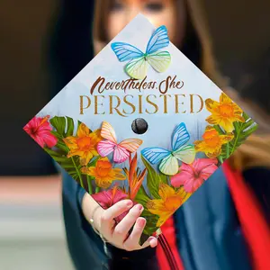3D Butterfly Graduation Cap Topper, Nevertheless She Persisted, 2024 Graduation Gift Graduation Cap Decorations Handmade