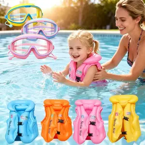 The children's floatation vest is a unisex inflatable vest designed specifically for beginner swimming training. It features a thickened design, equipped with three air chambers and two adjustment buckles