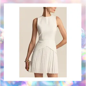 Pleated Hem Mini Dress - Commense