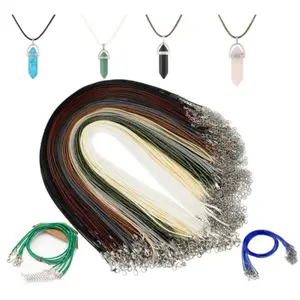 120Pcs/Set Waxed Leather Necklace Cord Bulk with Clasp,Necklace Bracelet Chain String Rope Cord for Jewelry Making Pendants Charms,Christmas Party Gifts,Hand Tools Kits