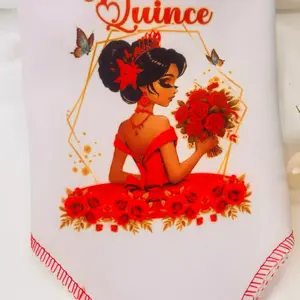 12pcs Durable 12x12in Polyester Quinceanera Napkins, Elegant Design Tableware with Message Cutlery for Quinceanera Celebrations