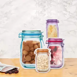 Abmr-Reusable Mason Bottle Zipper Bag Mason Bottle Zipper Bag Multifunctional Reusable Jar Bag Used for Food Storage