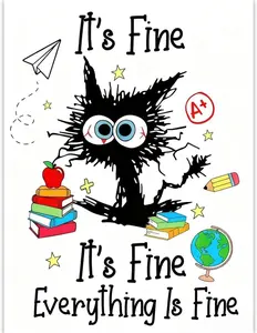 Cat Stamped Cross Stitch Kits for Beginners Adults,Inspirational Quotes Patterns Dimensions Needlepoint Art Crafts,Counted Cross Stitch Kits Embroidery Kits for Home Decor 11.8x15.8 inch