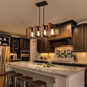 2026 Modern Industrial Four Lights Farmhouse Chandelier Semi Recessed Ceiling Light Polished Black Metal Finish (without bulbs) Suitable for kitchen island, dining room living room without bulbs Ideal for contemporary  industrial home decor dining Room
