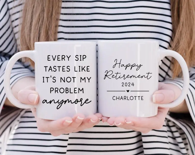 [Sale off up to 65%] Personalized Retirement Coffee Mug, Happy Retirement Cup, Custom Retirement Gift For Boss Co Worker, Officially Retired Cup For Her