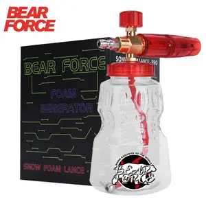 BEAR FORCE Pressure Washer Brass Foam Cannon Foam Generator Snow Foam Lance with 1/4” Quick Connector & 1.25mm & 1.10mm Orifice Nozzle, 360° Adjustable Thicker Snow Foam with 32 oz Soap, Car Wash Snow Foam Sprayer, Car Wash Equipment