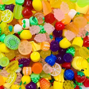 30pcs Mixed Random Resin Cartoon Fruits DIY Decorations, Miniature Food Props for Crafts Jewelry Making Home Kitchen Decoration