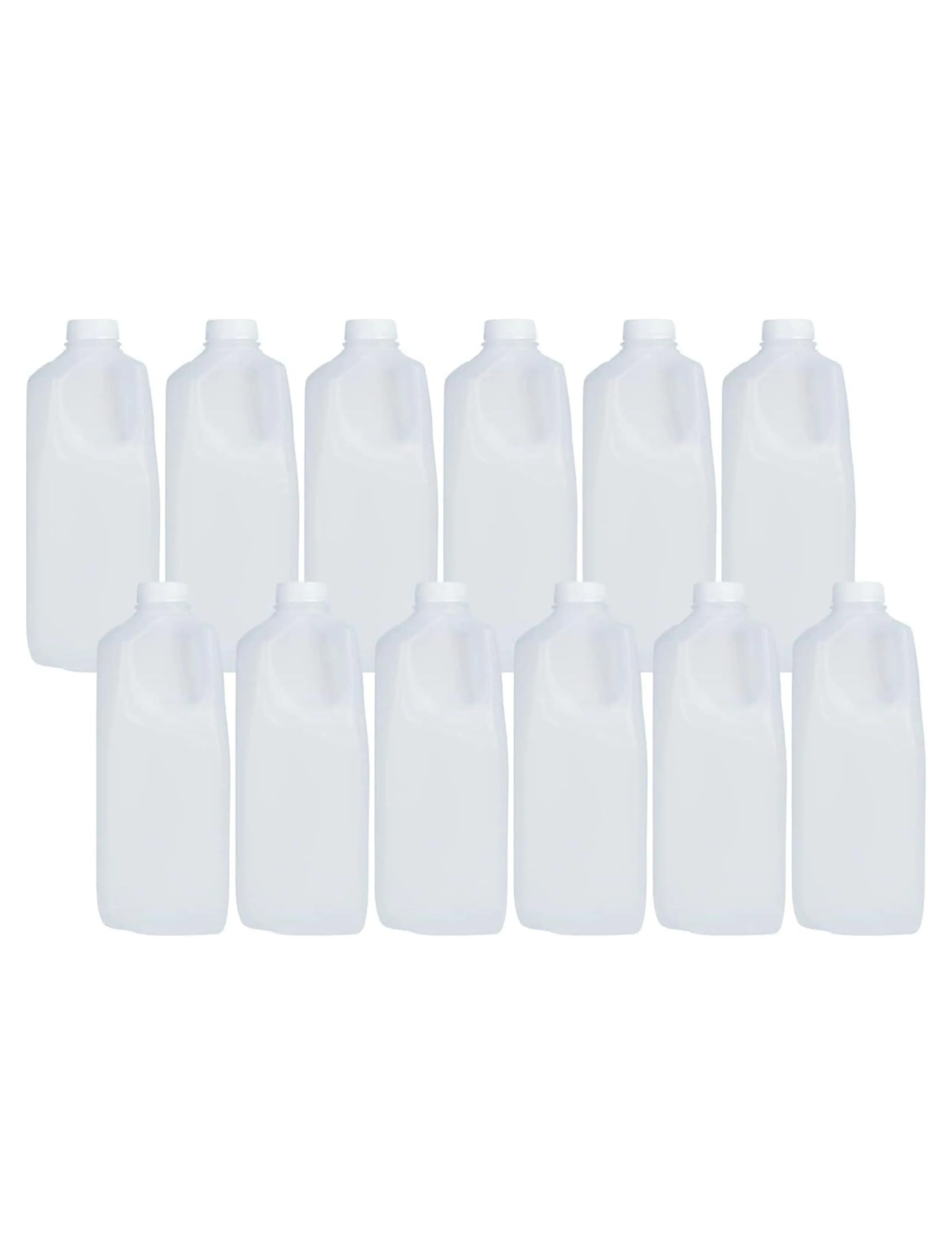 [20 Pack] 64 oz Half Gal Food Grade BPA-Free Storage Jugs with Tamper-Evident White Screw Caps - Ideal for Homemade Juices, Milk, Beverages