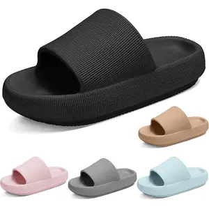 Women's House Slippers Pillow Cloud Solid Color Slippers for Women Men Bathroom Sandals EVA Non Slip Thick Sole Comfort Soft Home Slippers All Seasons Footwear Flipflop Slide Gift Idea