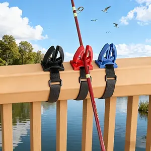 Portable Fishing Rod Holder with Adjustable Strap, Made of Abs Material, Easy Installation for Bridges and Boats, Perfect for Summer Travel