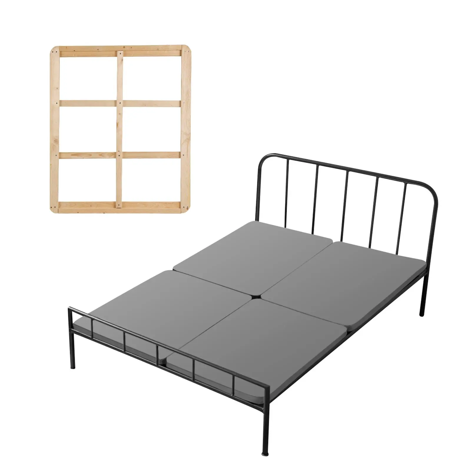 【SummerFinds】VEVOR Queen Size Bunkie Board, 1.5 in Bed Board Slats with 200D Oxford Cloth, Wooden Mattress Support for Queen Size Bed, Easy Assembly Support under Mattress, 4 Piece, Gray