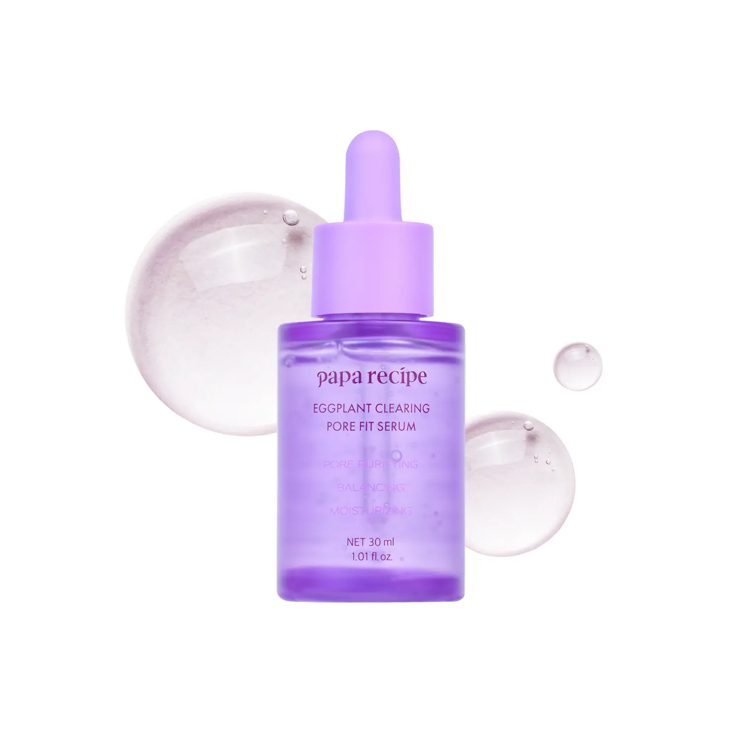 Papa Recipe Eggplant Clearing Pore Fit Serum (1.01 fl oz/30 ml) - Deep Hydration & Skin Balancing, Purifying Pore Impurities, Smooth Skin, Low-Irritation, Korean Skin Care Facial Serum