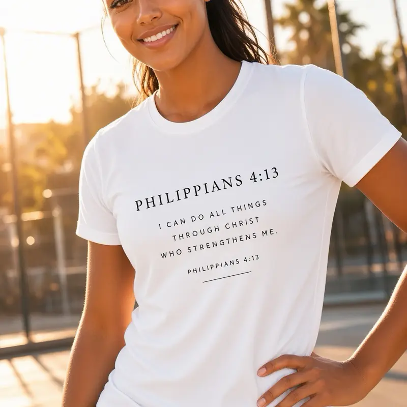 I Can Do All Things Through Christ | Philippians 4:13 Tee Womenswear Top Tshirt Streetwear Shortsleeve Crewneck Casual Summer mens shirt unisex Outfits Piece Statement Style