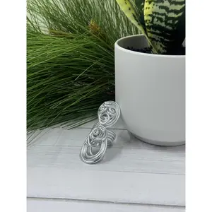 Silver Aluminum Long Statement Ring - Bold Unique Design Hand Twisted Anodized Aluminum Wire Hypoallergenic US Size 9