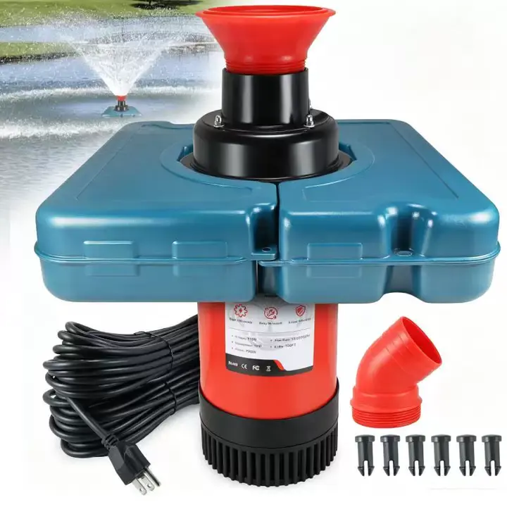 Pond Fountain Aerator, F1-4 1HP 750W 110V PowerfuI Floating Pond Fountain Pump With 100 FT Power Cord, Outdoor Pond Aerating Fountains Cascade Pump for Small Large Ponds Lake Pond Jet System.Lakes Water Circulation Pump