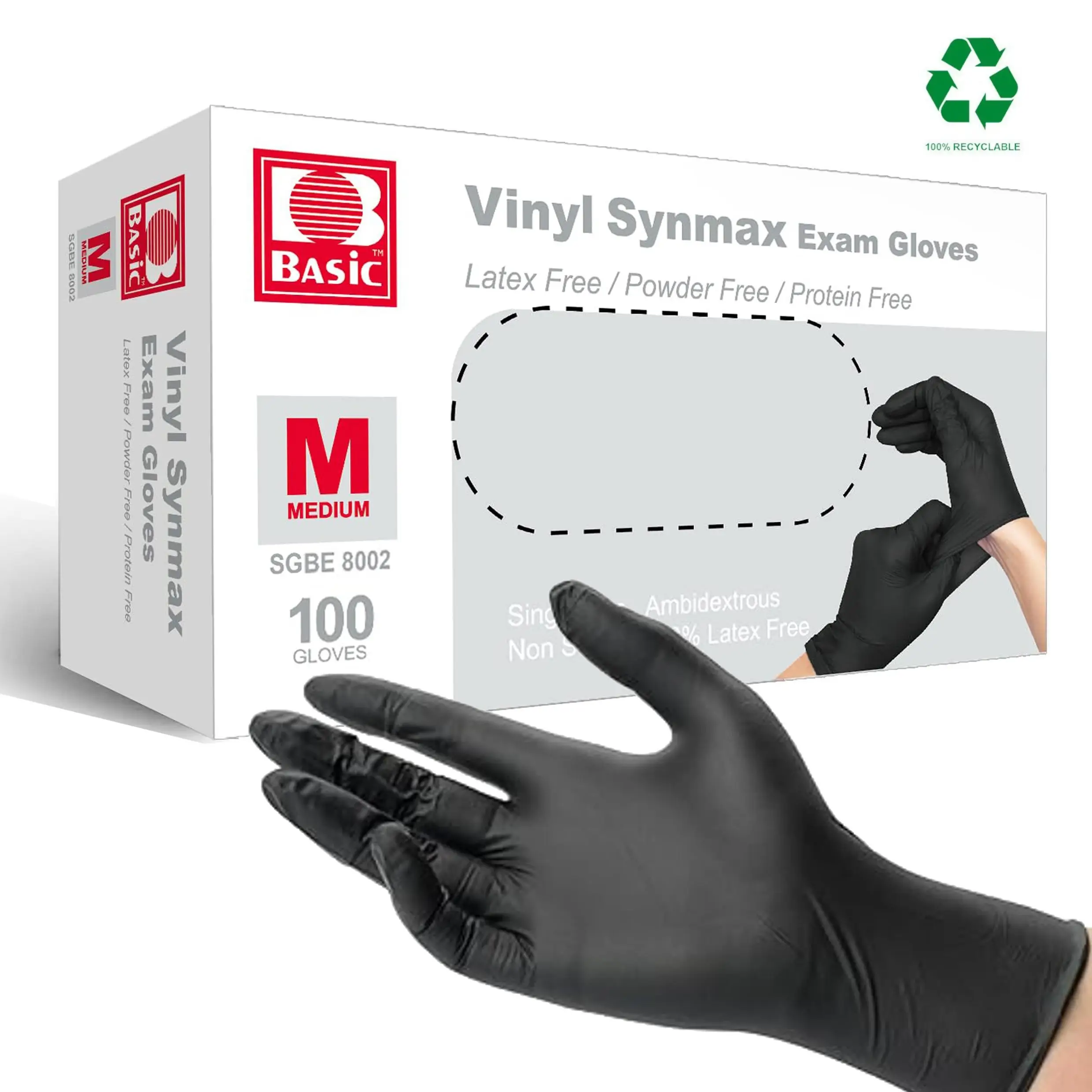 Synmax Vinyl Black Disposable Gloves Powder-Free Latex-Free Clean and Waterproof Wear Resistant Cleaning Box Hand Nitrile Material