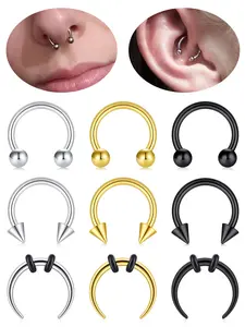 Unisex Horseshoe Nose Ring, 16g Stainless Steel, 8mm, Inner Thread Design, Suitable for Ear Lobe, Septum, Cartilage, Lip Piercing Jewelry, Septum Pierced Ring