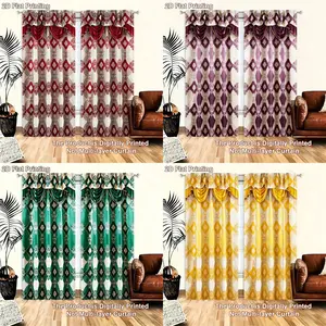 2 pieces of vintage elegant jacquard pattern polyester semi transparent curtains, modern four season design, 100% polyester, filter, with pole bag, easy to hang, very suitable for kitchen, laundry room, bedroom, study, living room