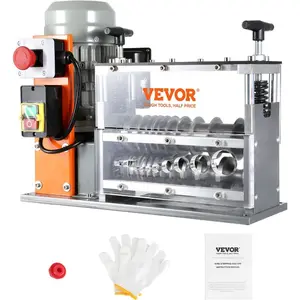 VEVOR Manual Wire Stripping Machine, 0.06-1 in, Copper Stripper with Hand Crank or Drill Powered, 64Mn Quenched Blades, 45# Steel Rollers, Aluminum Alloy Frame Wire Peeler, for Scrap Copper RecyclingVEVOR Super Brand Day