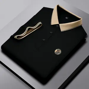 New Summer Business Casual Lapel T-shirt Light Luxury High-end Short Sleeve Exquisite Embroidery Polo Shirt Tee