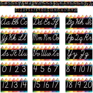 Alphabet Bulletin Board Set - 15 PCS ABC Wall Decorations Cursive Alphabet Line for Classroom Wall for Pre School Elementary Classroom Homeschool, Playroom Bedroom Decorations (Black Cursive)