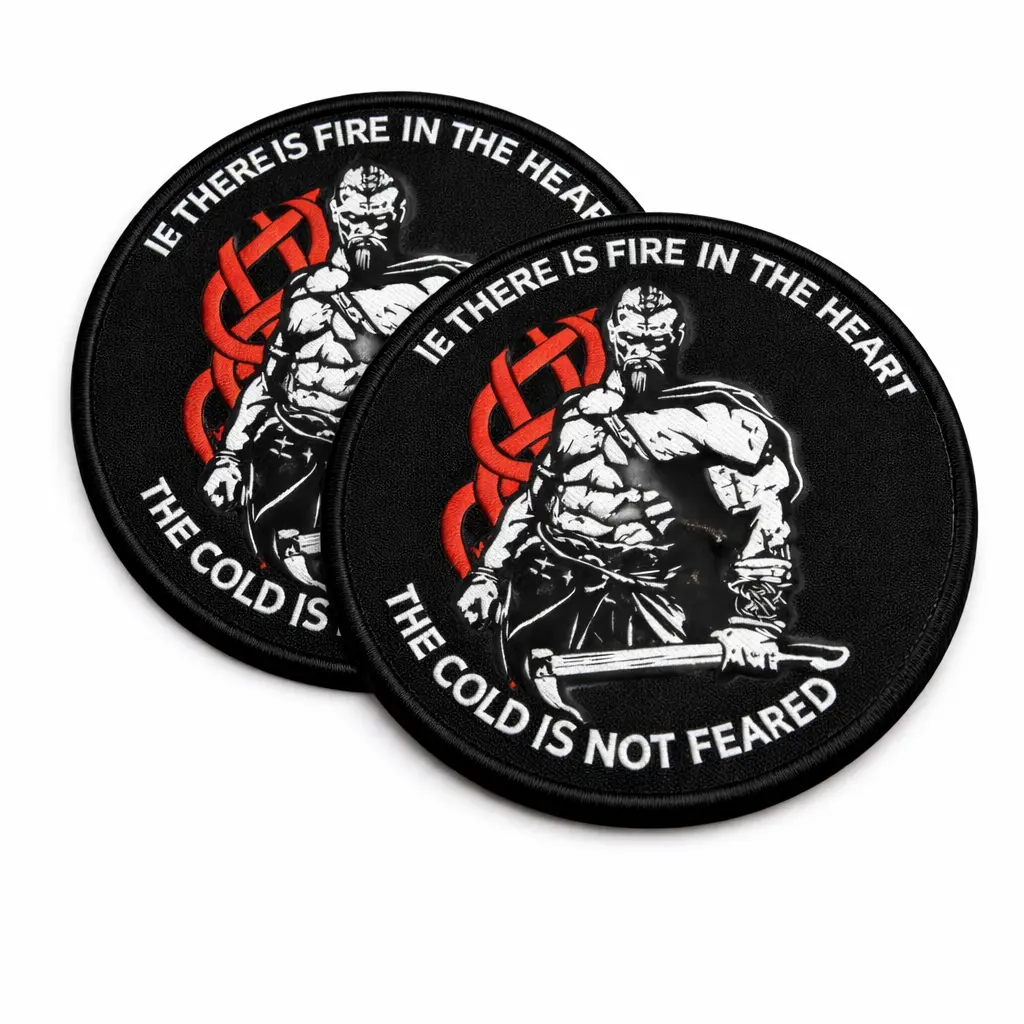 2pcs Viking Warrior Morale Patches The Cold Is Not Feared 3.35" Circle Removable Morale Patch with Tactical Embroidered Patch