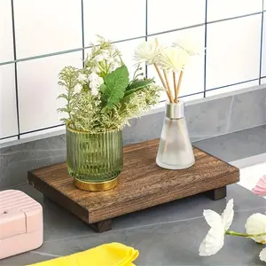 1pc Rustic Wooden Soap Dish, Solid Pattern Countertop Soap Holder, Bathroom Stand for Plant Bottle Decor, Home Decor Accessory, Bathroom Counter Organizer, Bathroom Accessories