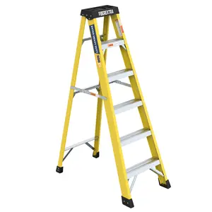 Fiberglass Reinforced Single Side Ladder – Lightweight Non-Conductive Access Ladder 6 step Yellow
