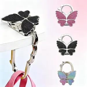 Butterfly Foldable Handbag Hanger, Portable Table Purse Hook Holder, Lightweight Non-Slip Bag Stand, Compact Storage Accessory for Daily Outdoor Travel