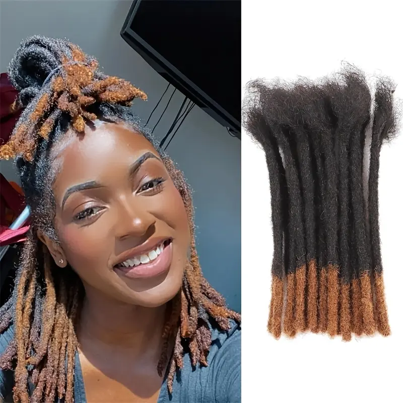 Hot Wholesale 0.6cm Dreadlock Extensions Human Hair, 8-12 Inch 20 Strands Real Dreads Extensions Human Hair Loc Extensions Natural Dread Extensions for Men Ombre Color 1b/30