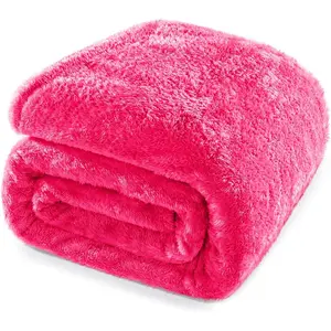 Hot Pink Queen Size for, 300GSM Warm Fabric, Decorative Lightweight Plush Fluffy Blankets for, 90x90 Inch