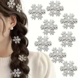 10pcs Metal Snowflake Hair Clips for Women - Elegant Winter Hair Accessories with Intricate Design, Perfect for Christmas Parties & Cold Weather, Secure Hold Hairpins for Updos, Braids, and Winter Hairstyles, Winter Hair Acce