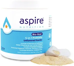 5-in-1 Bio-Heal Probiotic for Kids, Men & Women - Best Supplement for Brain Function, Gut Health & Constipation - Shelf Stable & Fortified with Vitamin, Mineral & Prebiotics - Powder