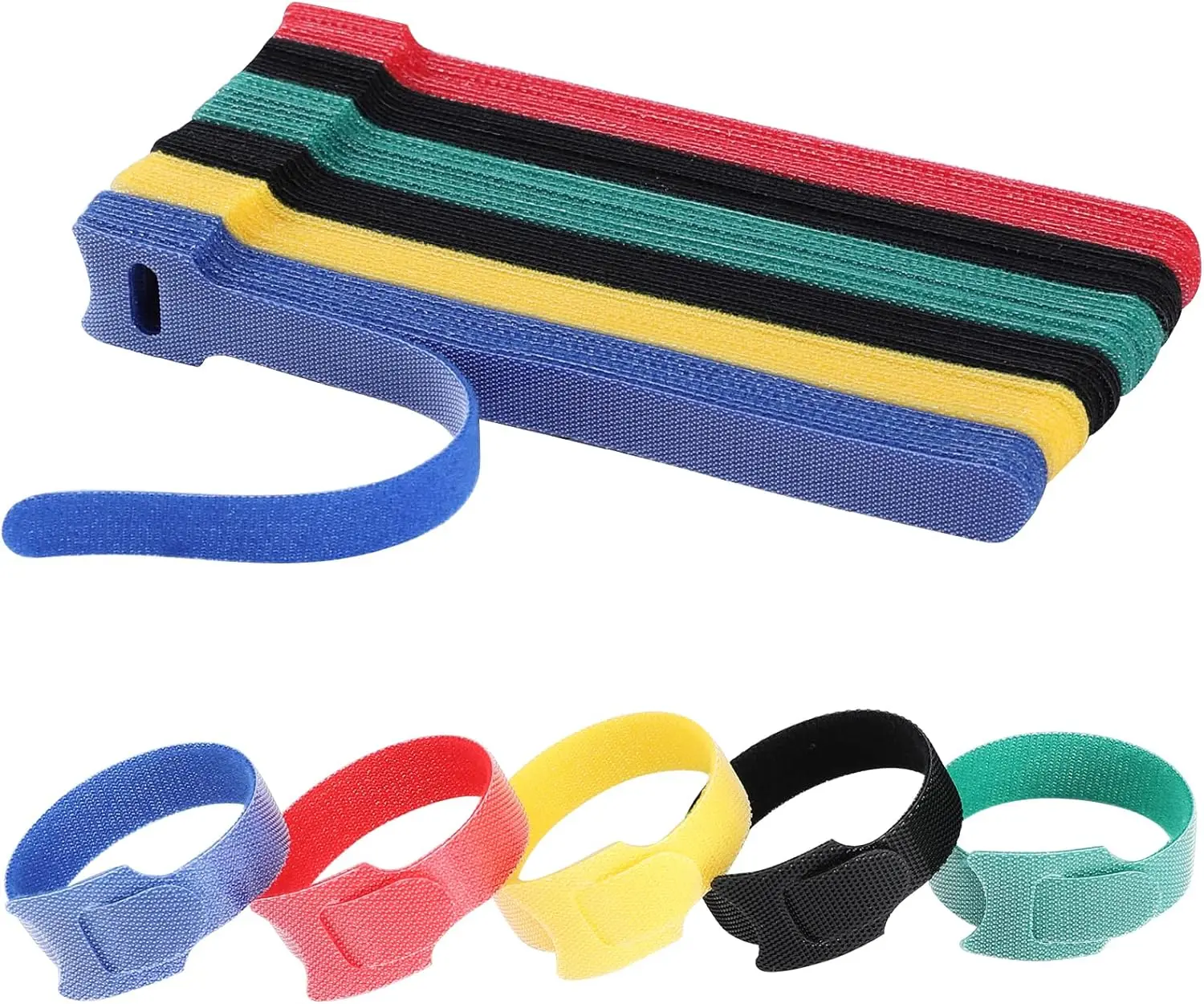 50 Pack Reusable Adjustable Cable Ties, Multi-Color Multi-Purpose Wire Cord Organizer, Cable Management Straps in 5 Assorted Colors, gift