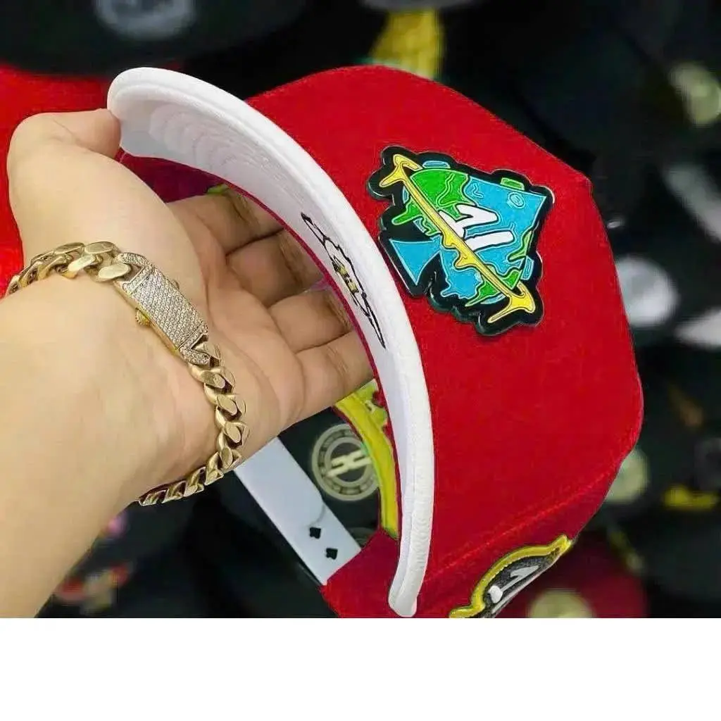 olorful Embroidered Snapback Hat, Unisex Flat Brim Baseball Cap, Adjustable Streetwear Hat