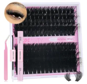 Lash Clusters Kit 150D+200D Thick Lash Clusters Eyelash Extension Kit 12-20mm Individual Lashes Kit with Lash Bond and Seal, Lash Tweezers for DIY Lashes Extension by INSPEAUTY