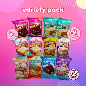 Prime Bites Protein Brownie Variety Pack - 19g Protein and 5g Collagen High Protein Snack, Healthy Dessert, Protein Treats